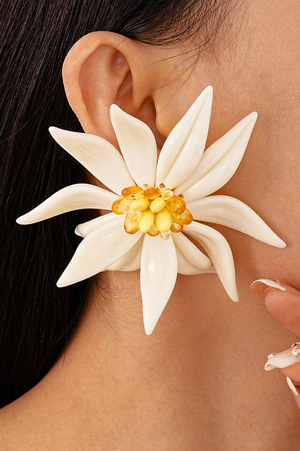 Fashionable Bamboo Crystal Flower Necklace and Earrings-consonak