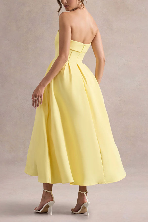 Celine Strapless Midi Dress-Consonak