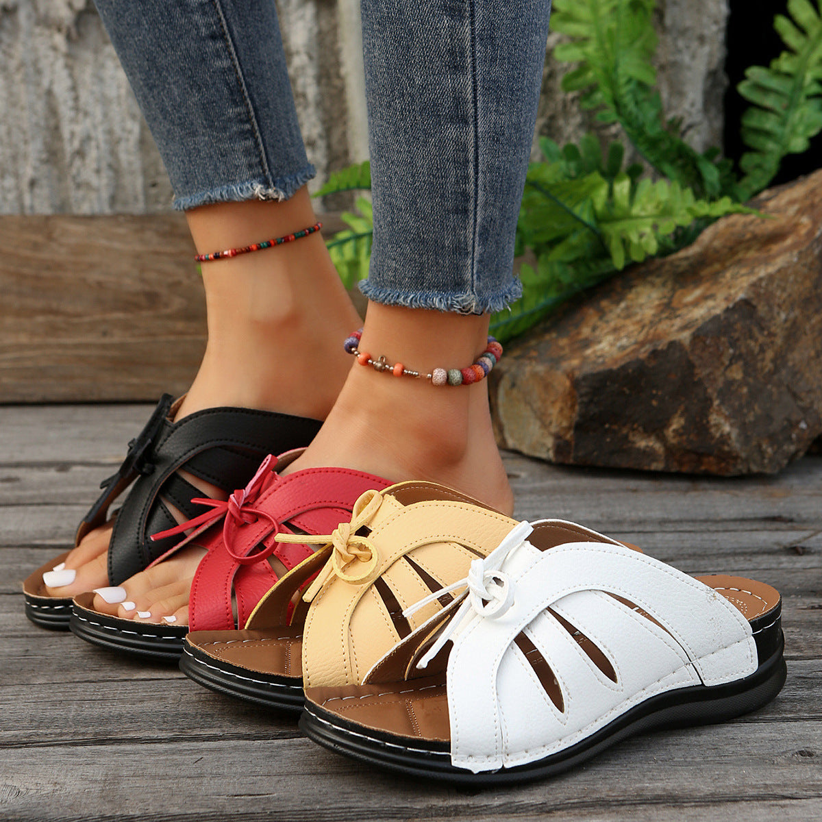 Roman Style Wedge Heel Comfortable Strappy Sandals | Consonak
