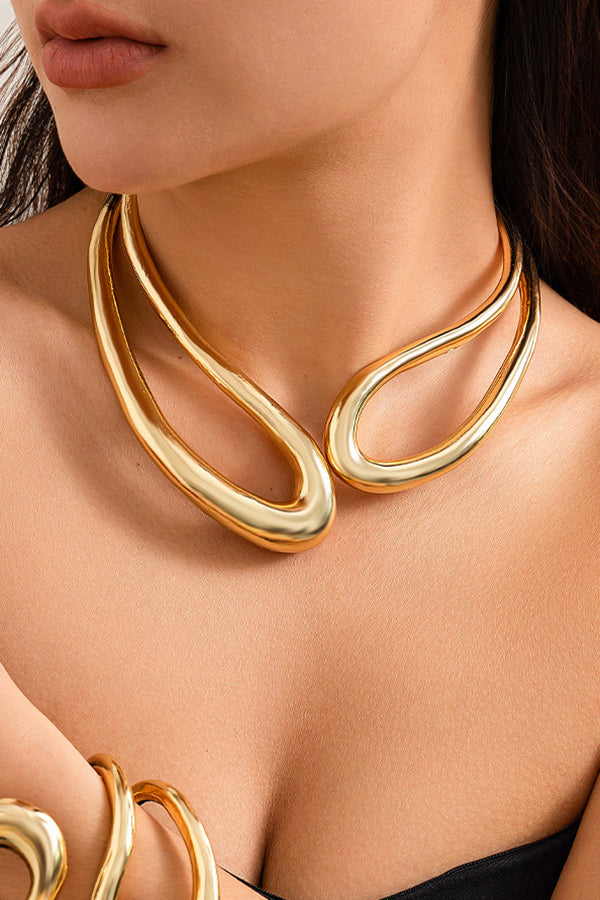 Fashion Alloy Twisted Double Layer Jewelry-consonak