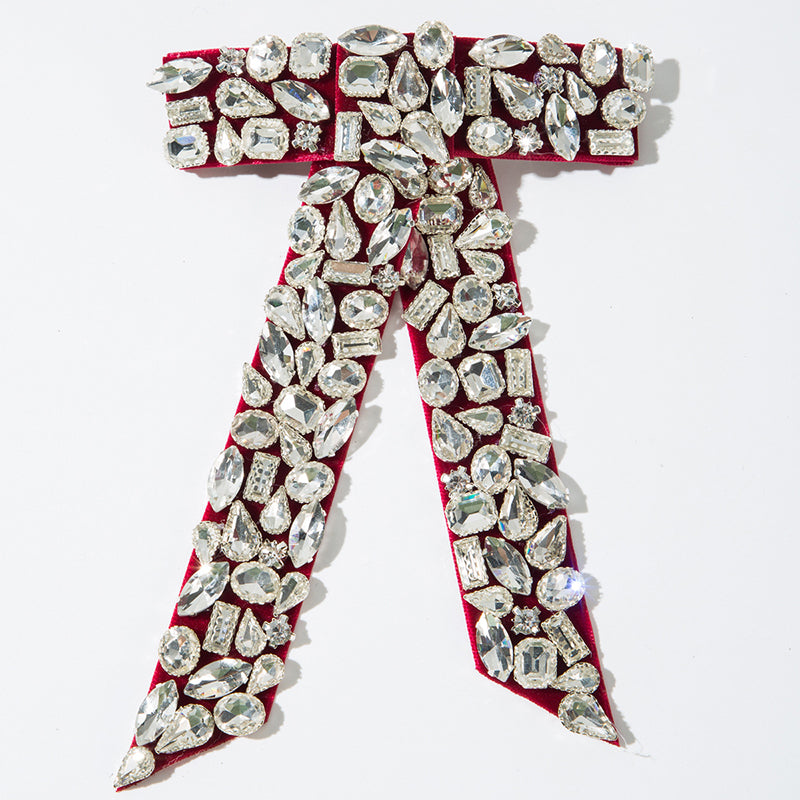 Luxurious Diamond-filled Velvet Bow Spring Clip Headdress-consonak