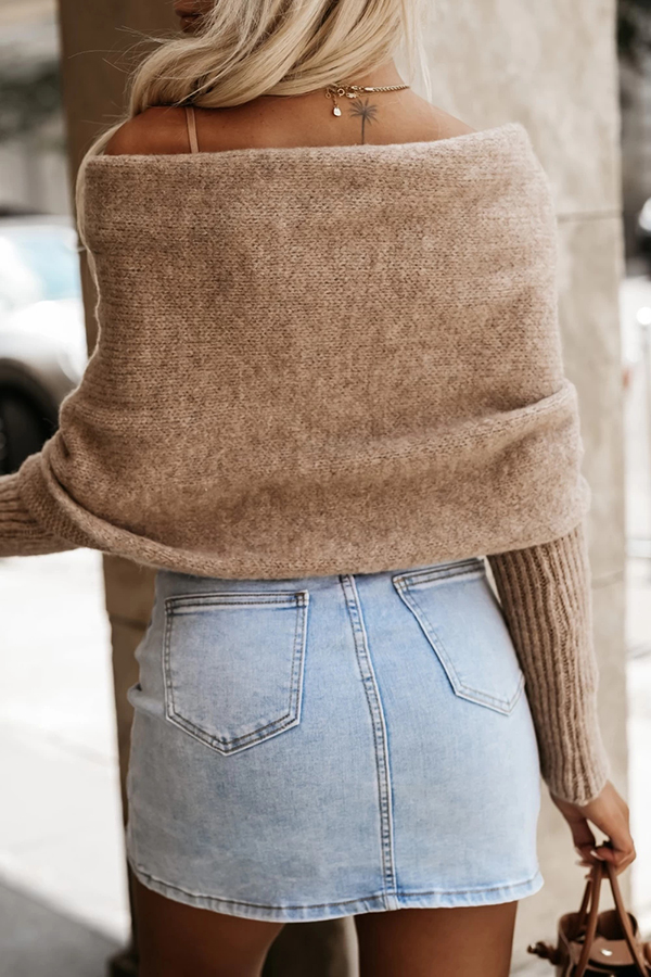 Warm in Two Ways Knit Off Shoulder Relaxed Poncho Sweater | Consonak