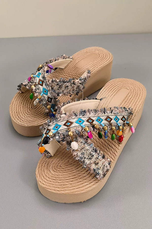 Bohemian Ethnic Style Tassel Beach Shoes-consonak