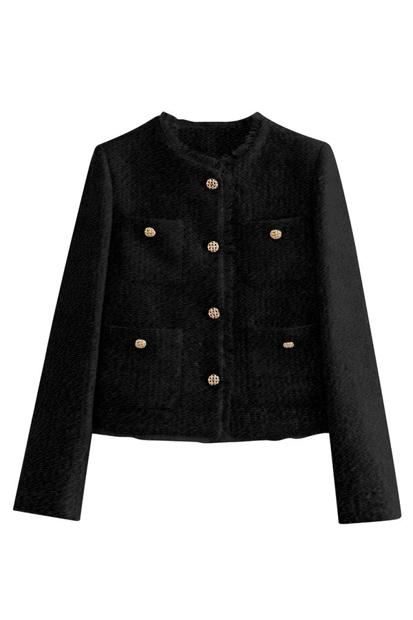 Joy To The World Tweed Metal Button Pocket Jacket-consonak