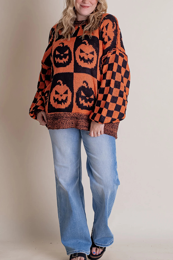 Halloween Casual Loose Crew Neck Sweater-consonak