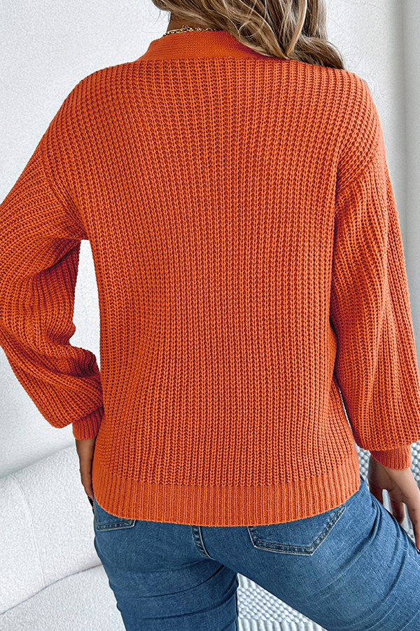 Casual Hollow V-neck Long-sleeved Knitted Sweater-consonak