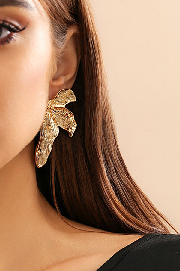 Vintage-style Leaf-shaped Stud Earrings-Consonak