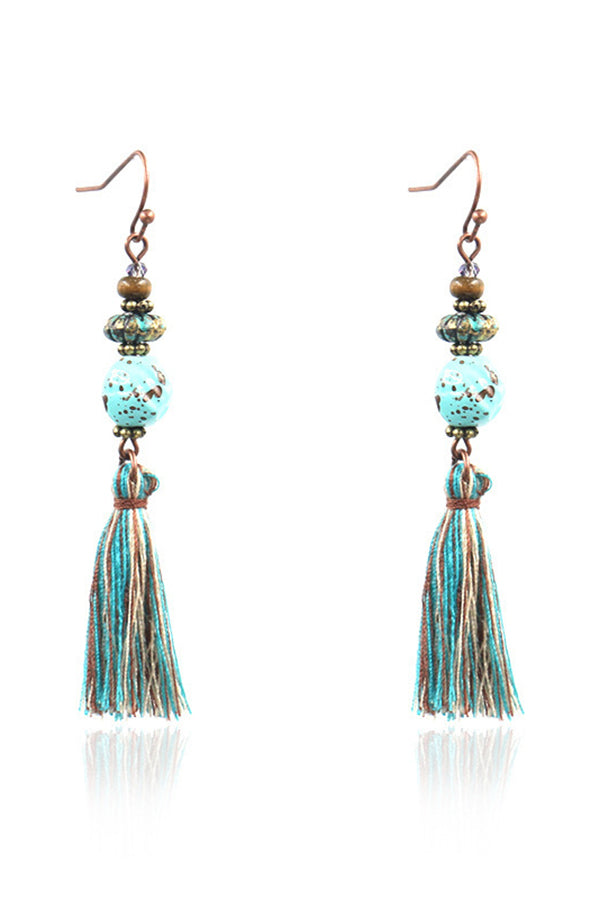 Fashionable Hollow Carved Alloy Tassel Retro Earrings-consonak