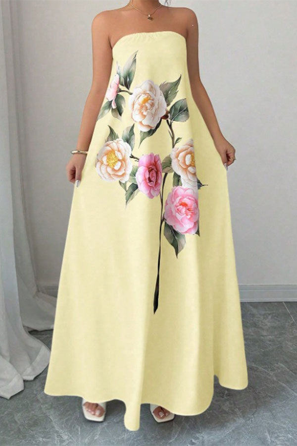 Florence Romantic Floral Tube Dress-Consonak
