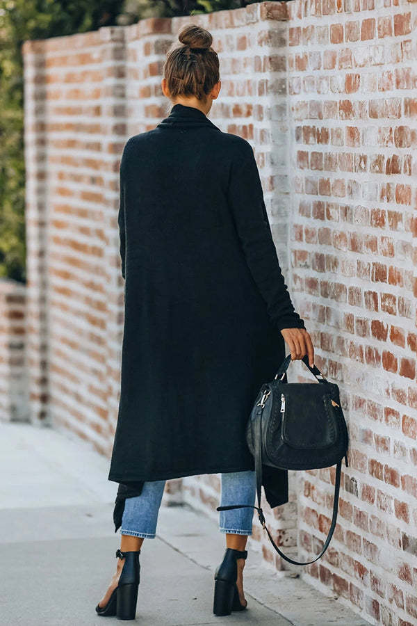 Fireside Pocketed Oversized Drape Neckline Knit Cardigan-consonak