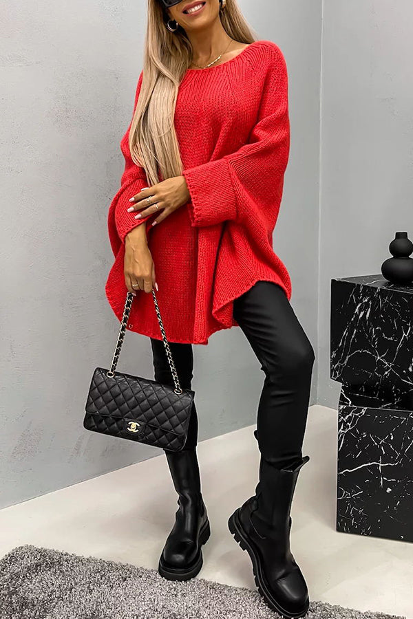 Remember Me Knit Crew Neck Poncho Loose Sweater | Consonak
