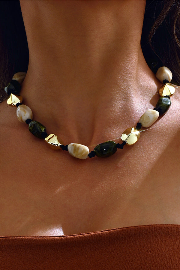 Bohemian Vintage Resin Beaded Necklace-consonak