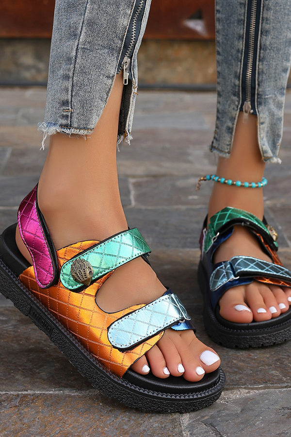 Fashionable Colorful Prism-shaped Thick-soled Beach Sandals-consonak