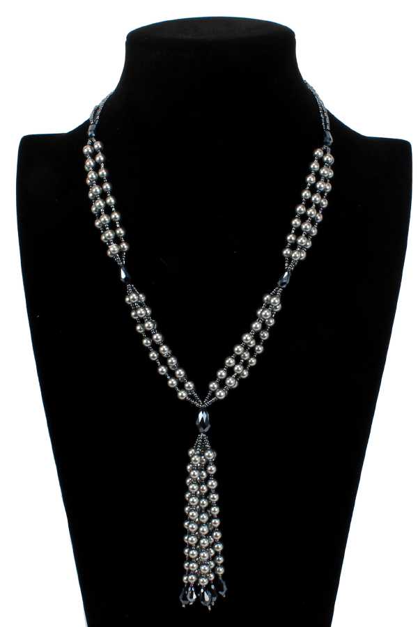 Fashionable Long Pearl Seed Bead Necklace