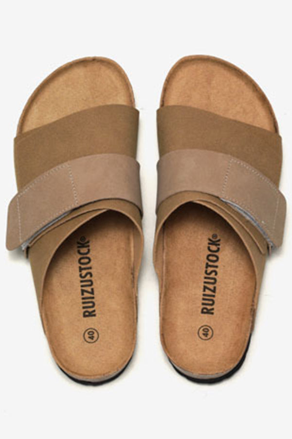 Frosted Leather Beach Slip-on Sandals-consonak