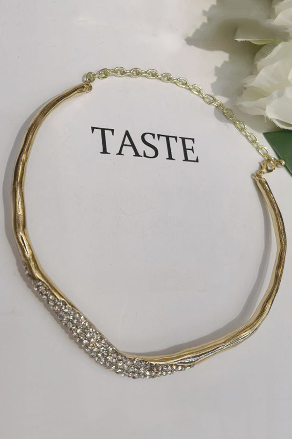 Simple and Light Luxury Metal Irregular Diamond Necklace-consonak