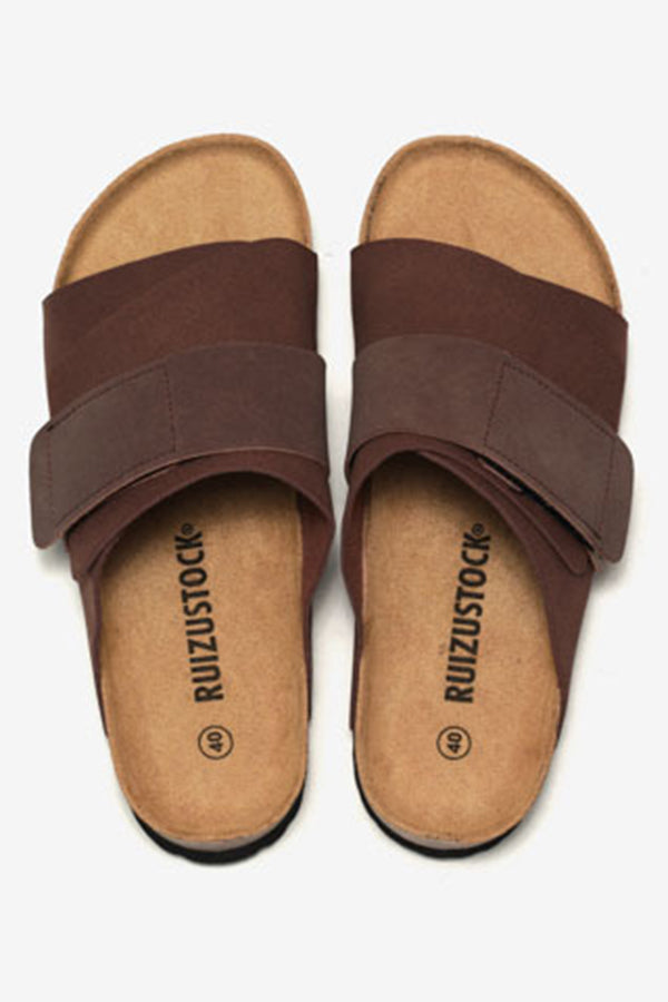 Frosted Leather Beach Slip-on Sandals-consonak
