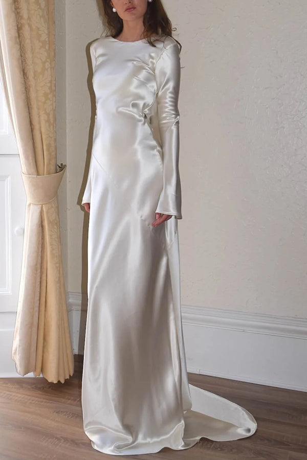 Pearl Eden Satin Back Open Cowl Neck Gown Maxi Dress-consonak