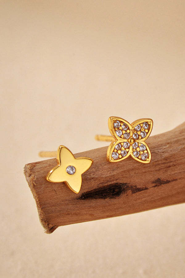 Fashionable Diamond Four-leaf Clover Earrings-consonak