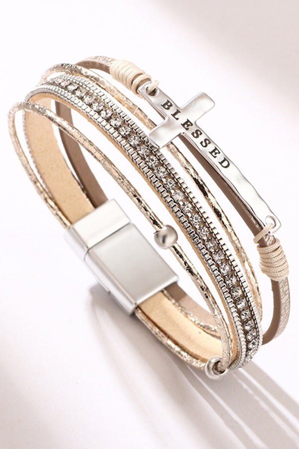 Bohemian Cross Diamond Magnetic Clasp Bracelet | Consonak