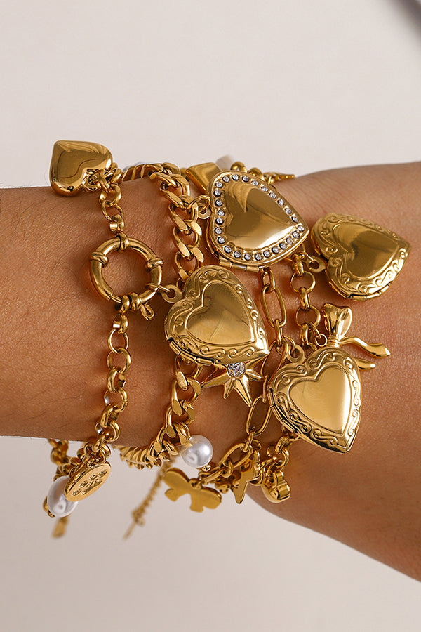 Fashionable Heart Shaped Embellished Bracelet-consonak