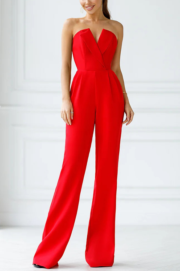 Tuxedo-style Off Shoulder Pocket Wide Leg Formal Jumpsuit-consonak