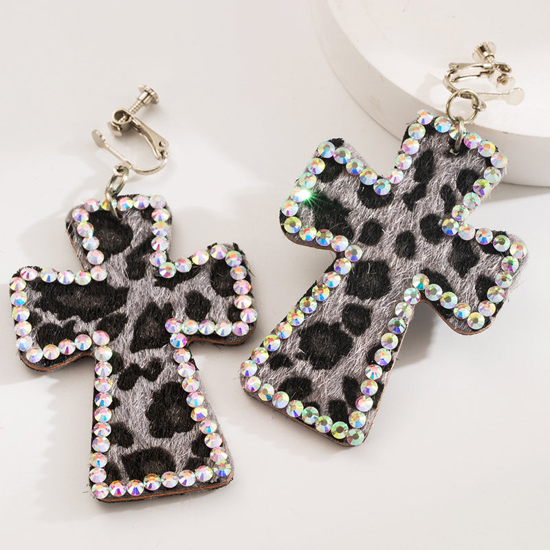 Exaggerated Cross Personality Leopard Print Earrings | Consonak