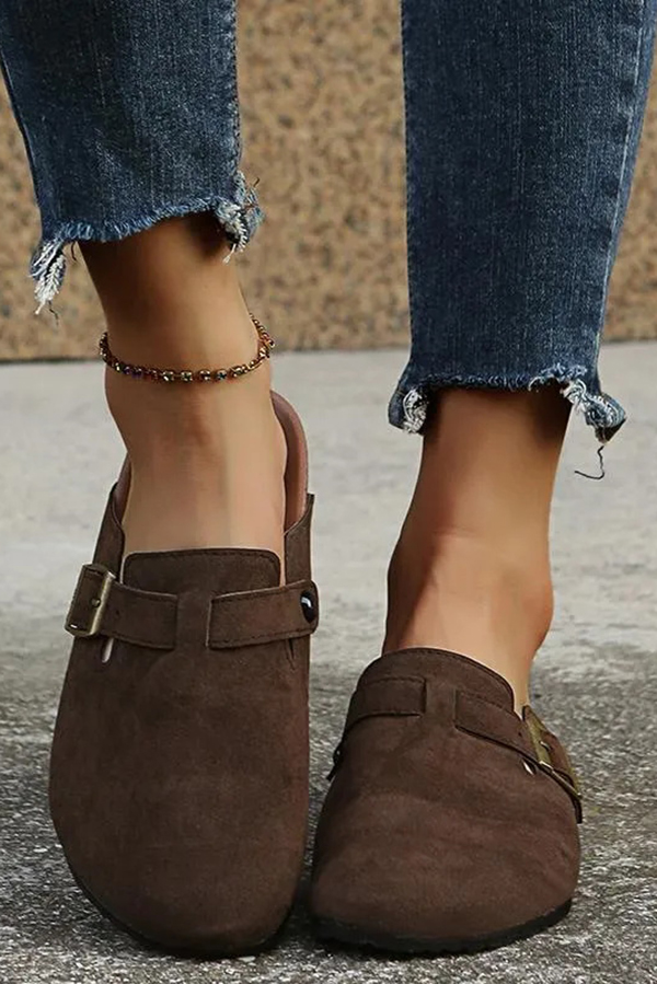 Flat Half Slippers Casual Outer Wear Round Toe Half Slippers-consonak