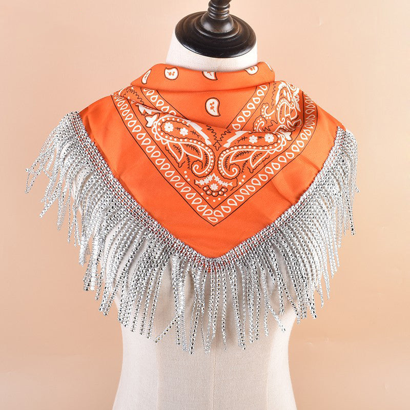 British Retro Diamond Tassel Square Scarf | Consonak