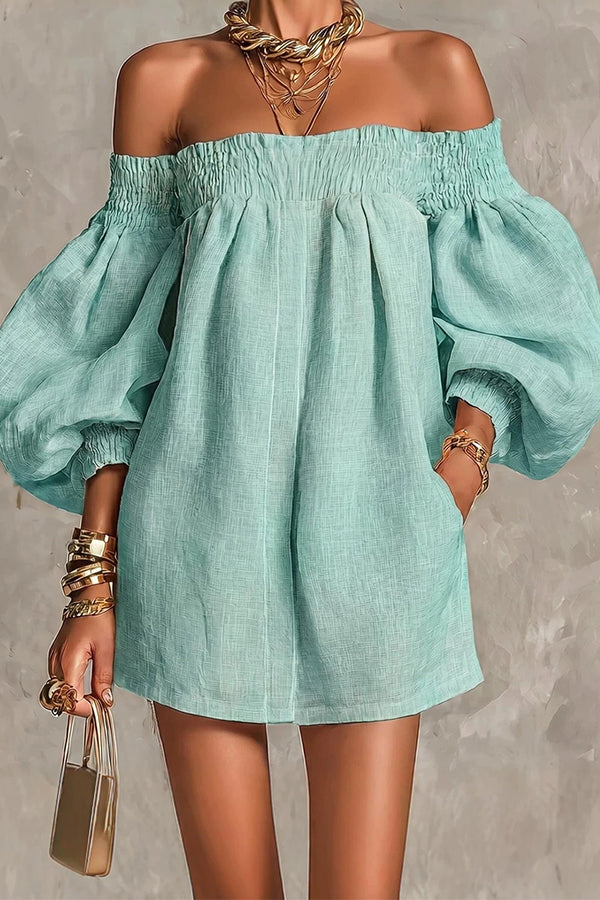 Sienna Lantern Sleeve Off-The-Shoulder Dress-Consonak