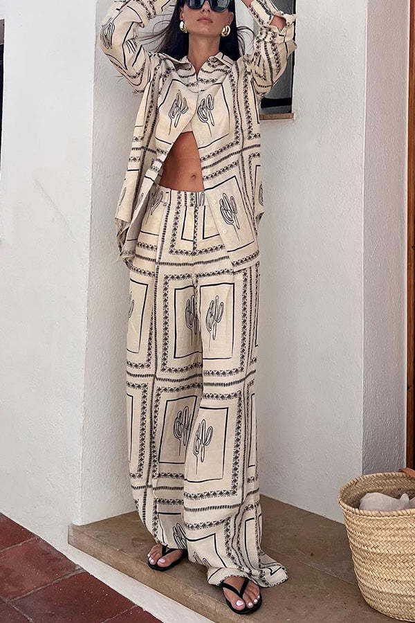 Bassett Linen Blend Elastic Waist Pocketed Wide Leg Pants-consonak