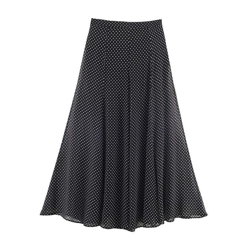 Seraphina Draped Bias-Cut Polka Dot Skirt-Consonak