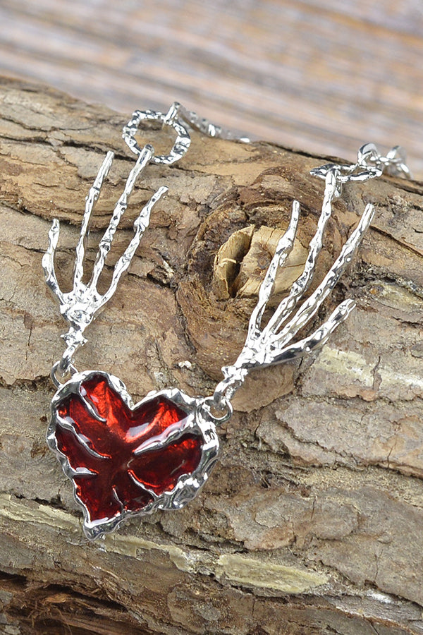 Halloween Punk Style Skull Heart-shaped Pendant Necklace-consonak