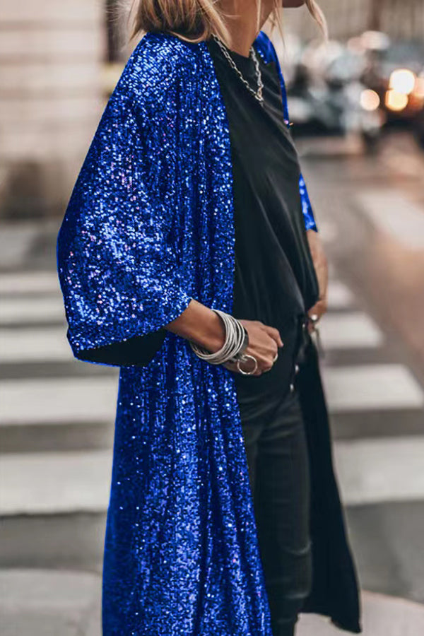 Disco Glamour Sequin Bell Sleeve Kimono-consonak