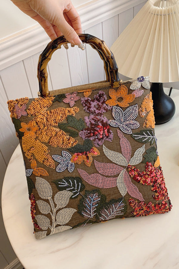 Colorful Sequin Vintage Embroidery Tote Bag | Consonak