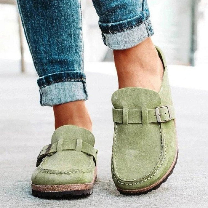 British Style Belt Buckle Flat Casual Shoes for Women | Consonak
