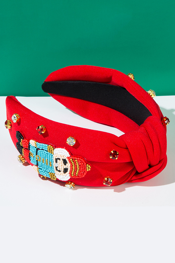 Christmas Hand-sewn Rice Bead Soldier Headband-consonak