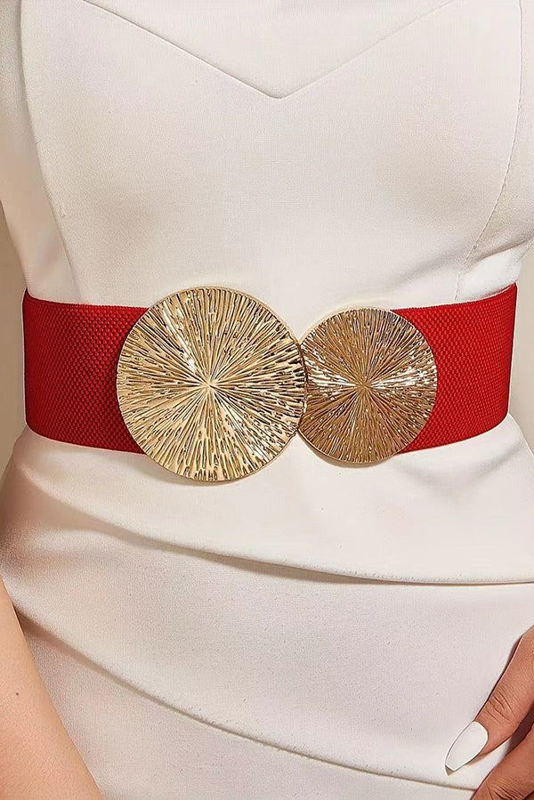 Fashionable Elastic Double Circle Decorative Wide Belt-consonak