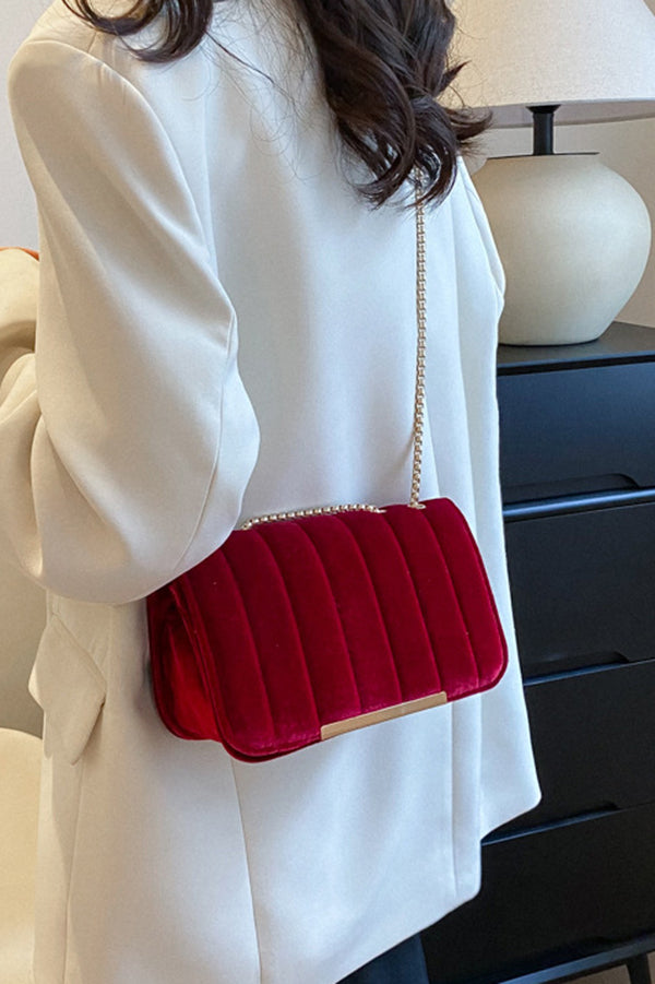 Fashionable Velvet Stylish Chain Simple Crossbody Bag-consonak