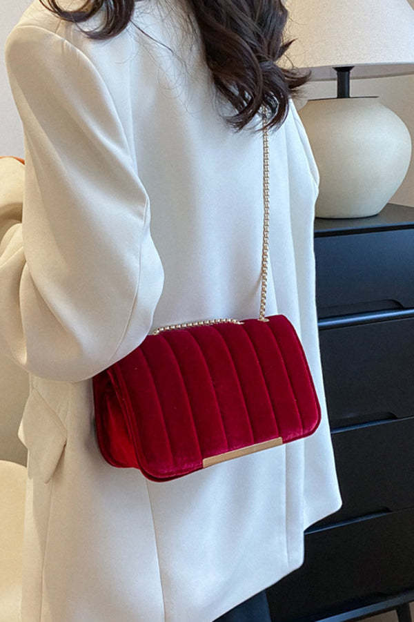 Fashionable Velvet Stylish Chain Simple Crossbody Bag-consonak
