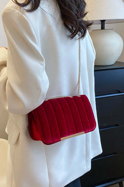 Fashionable Velvet Stylish Chain Simple Crossbody Bag-consonak