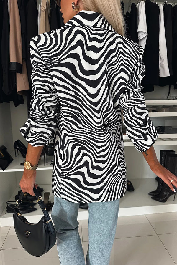 Choose Unique Leopard Print Lapel Long Sleeve Relaxed Blazer-consonak