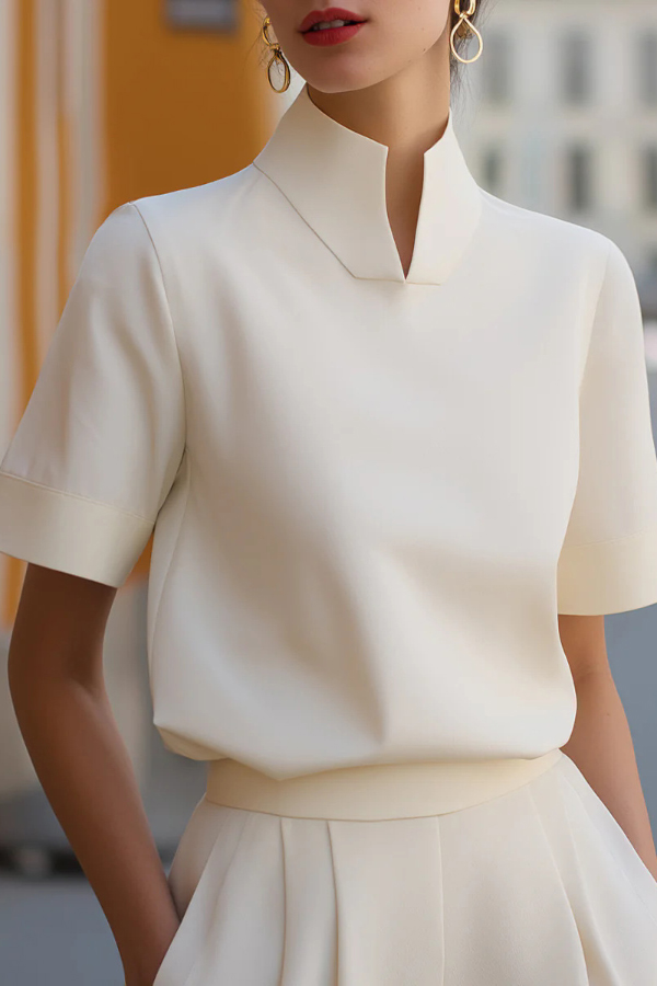 Stylish Stand-up Collar Short-sleeved Casual Chinese-style Shirt | Consonak