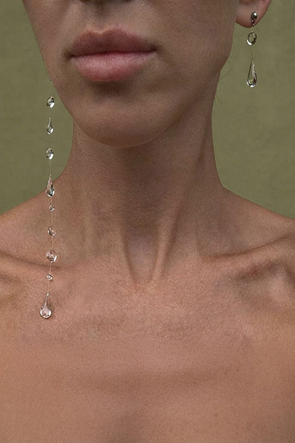 Clear Crystal Dewdrop Earrings-Consonak