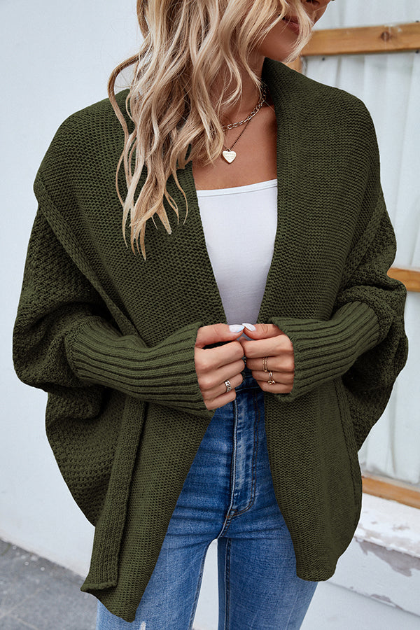 Solid Color Dolman Sleeve Elegant Knitted Cardigan-consonak