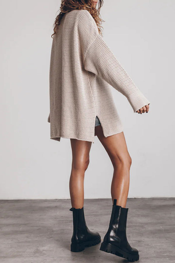 Cup of Cozy Knit Oversized Slit Side Sweater-consonak
