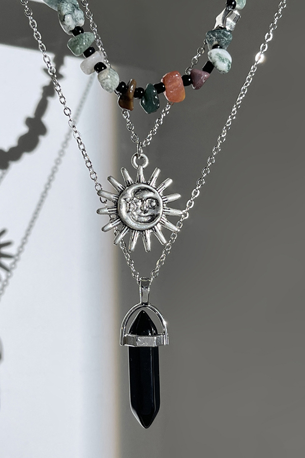 Ethnic Style Stacked Gravel Beaded Necklace-consonak