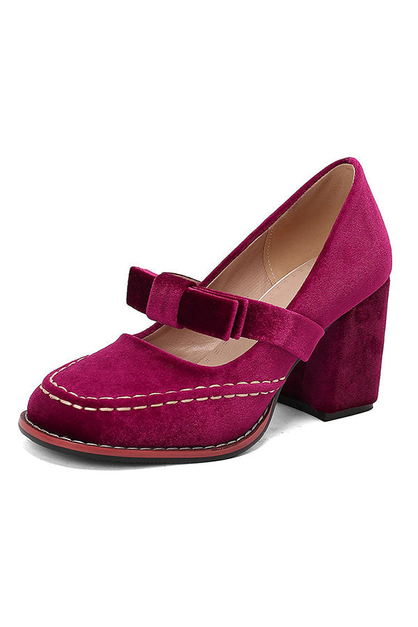 Square-toe Bow High Heels-Consonak