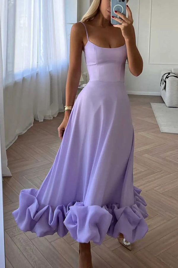 Midnight Girl Flounce Bustier Banquet Party Midi Dress-consonak