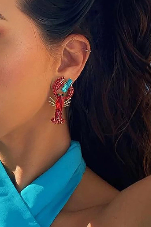 Fashionable Diamond Lobster-shaped Holiday Earrings-consonak